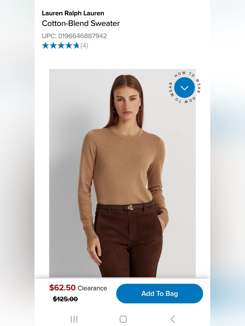 LRL Lauren Jeans Co. Top Women L  Long Sleeve Elbow Patch